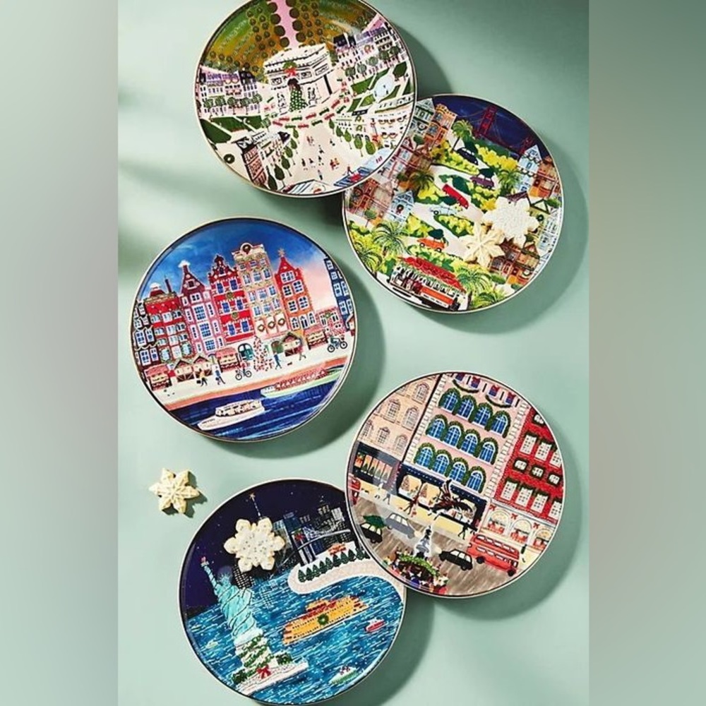 Anthropologie Holiday In The City London Dessert Plate - Picture 2 of 2